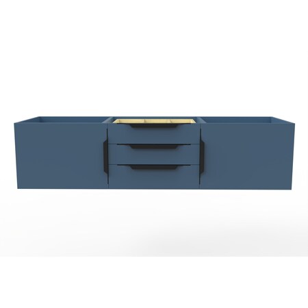 Castello Usa Alpine 60" Wall Mounted Blue Vanity Base with Black Handles CB-MC-60BLU-BL-VBO